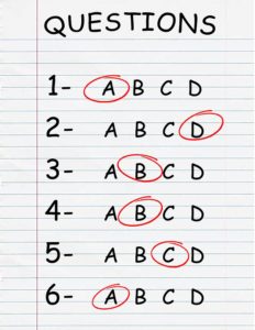 Example of multiple choice quiz page